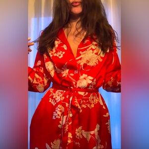 Floral Red Women's Robe